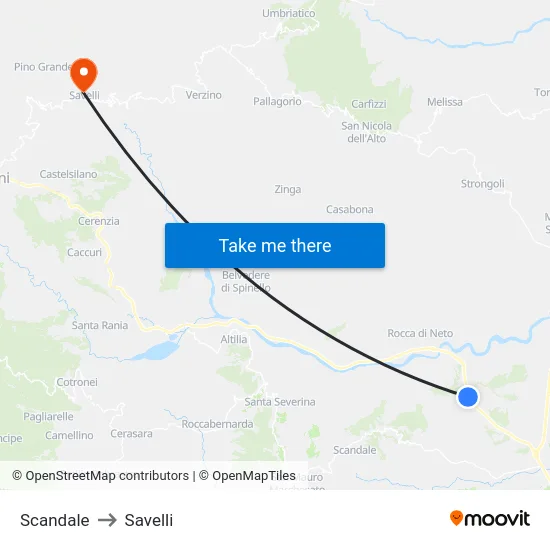 Scandale to Savelli map