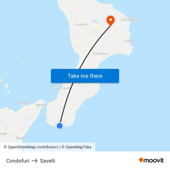 Condofuri to Savelli map