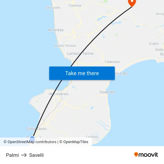 Palmi to Savelli map