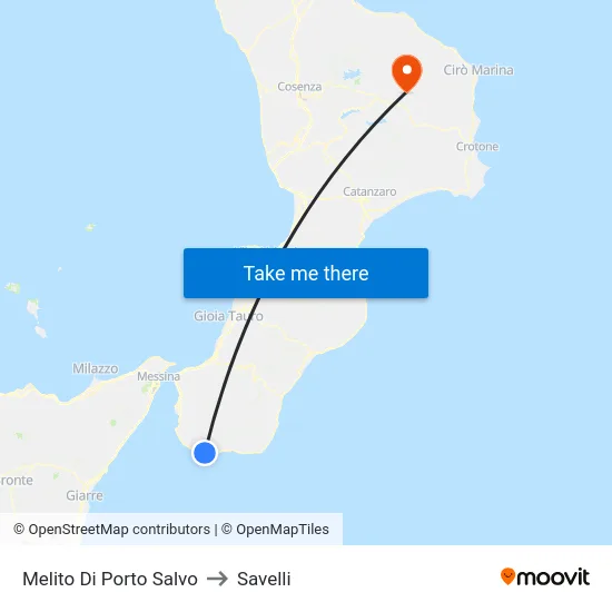 Melito Di Porto Salvo to Savelli map