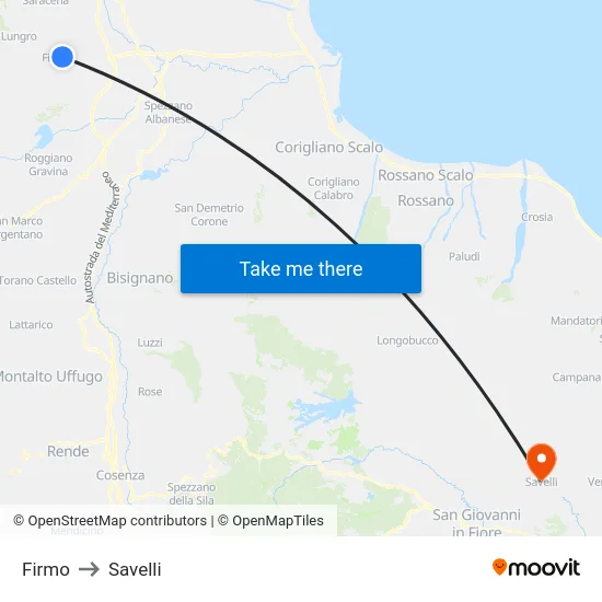 Firmo to Savelli map