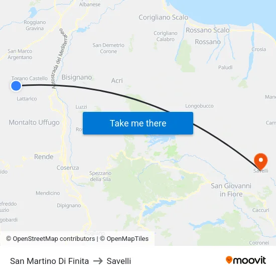 San Martino Di Finita to Savelli map
