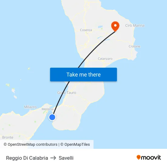 Reggio Di Calabria to Savelli map