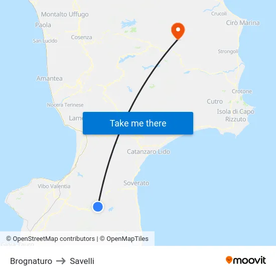 Brognaturo to Savelli map