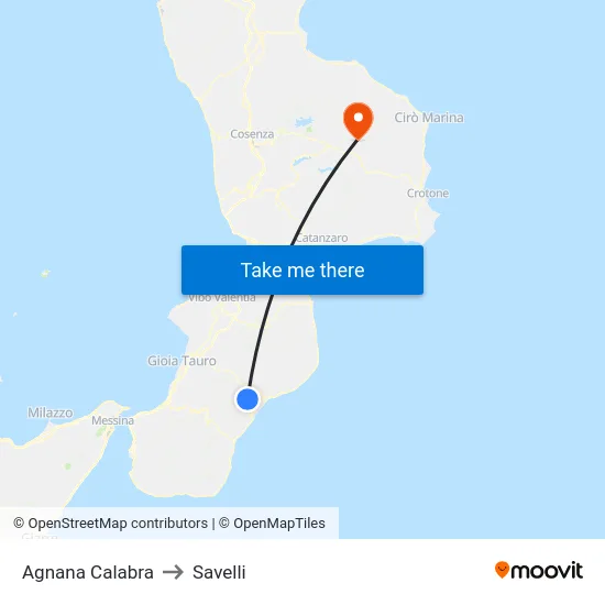Agnana Calabra to Savelli map