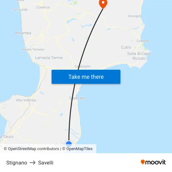 Stignano to Savelli map