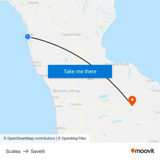 Scalea to Savelli map