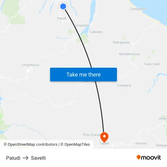 Paludi to Savelli map