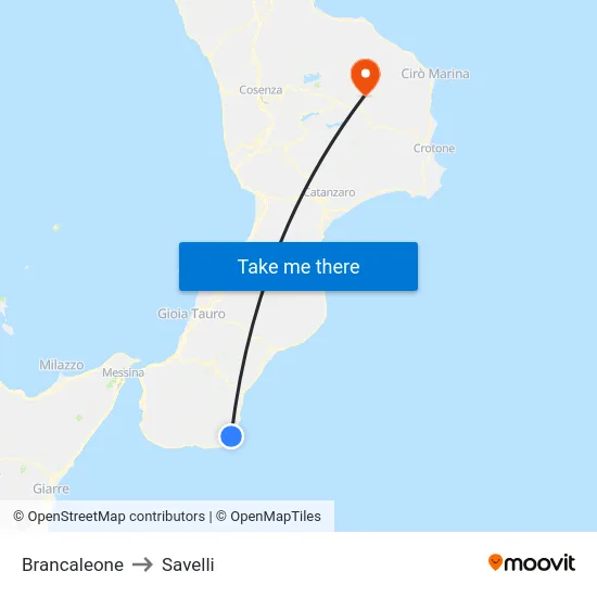 Brancaleone to Savelli map