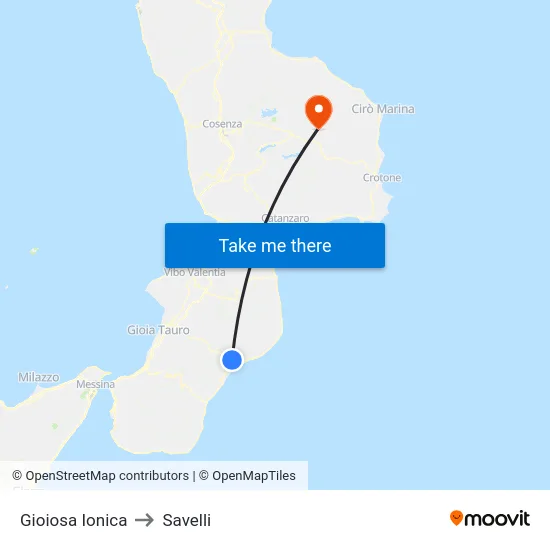 Gioiosa Ionica to Savelli map