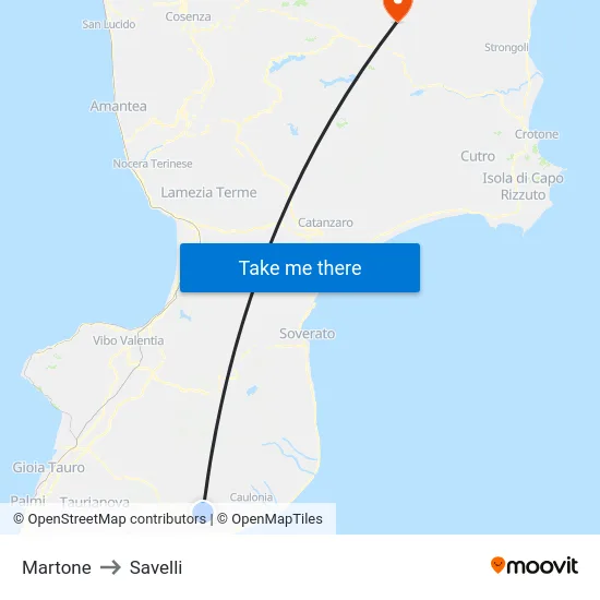 Martone to Savelli map