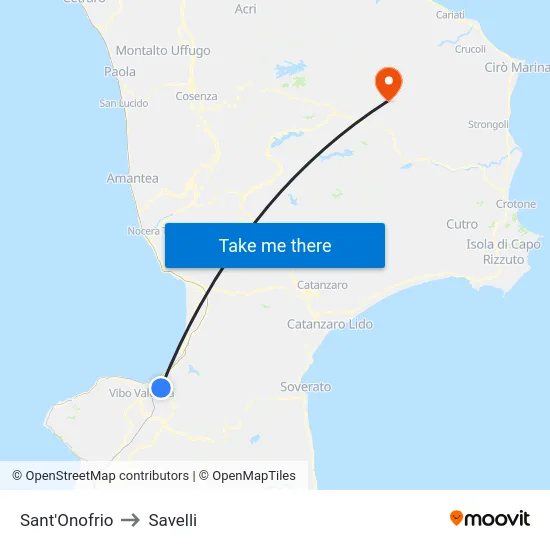 Sant'Onofrio to Savelli map