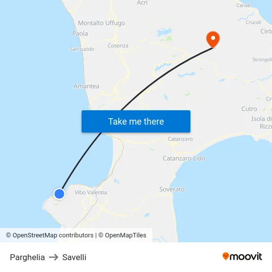 Parghelia to Savelli map