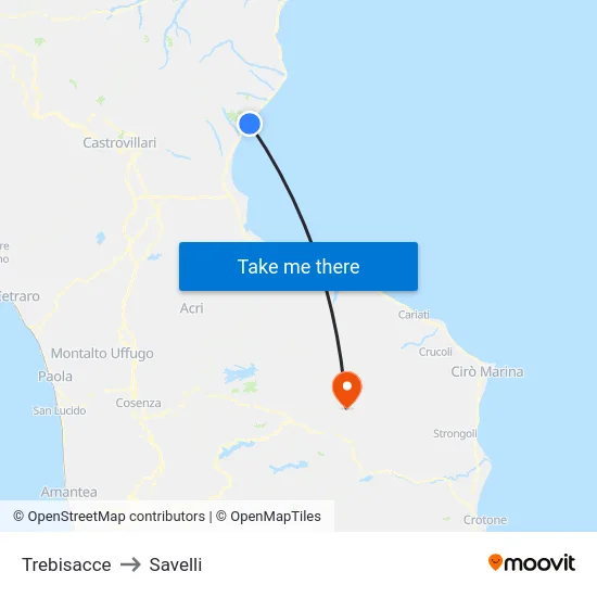 Trebisacce to Savelli map