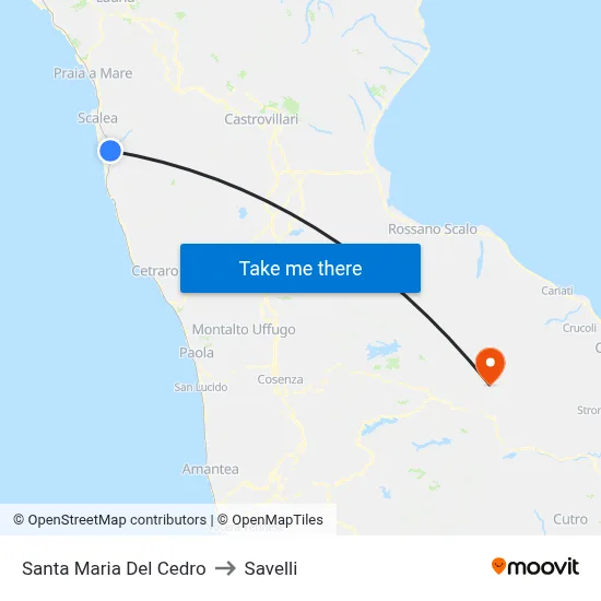 Santa Maria Del Cedro to Savelli map