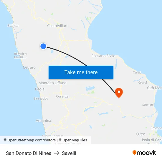 San Donato Di Ninea to Savelli map