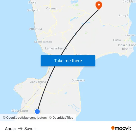 Anoia to Savelli map