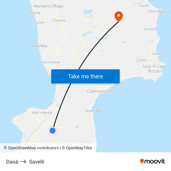 Dasà to Savelli map