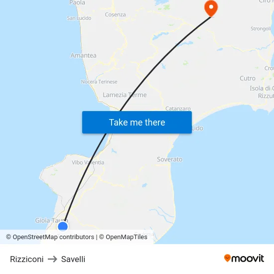 Rizziconi to Savelli map