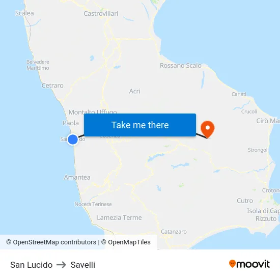 San Lucido to Savelli map
