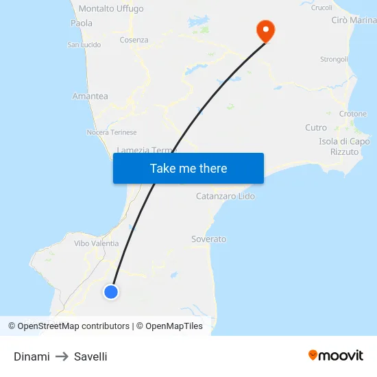 Dinami to Savelli map