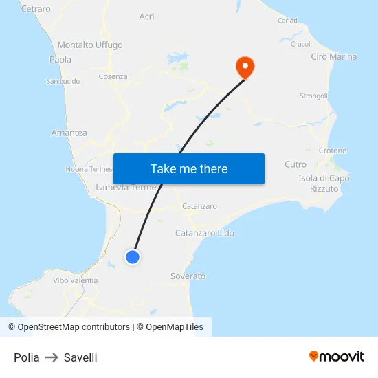 Polia to Savelli map