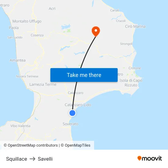 Squillace to Savelli map