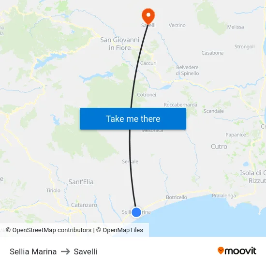 Sellia Marina to Savelli map