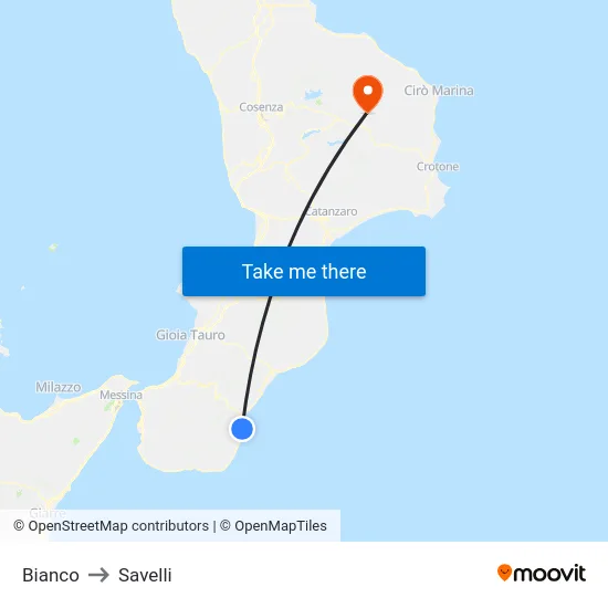 Bianco to Savelli map