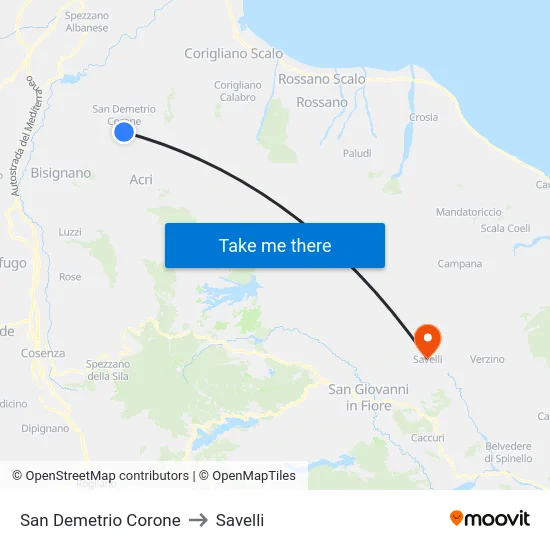 San Demetrio Corone to Savelli map