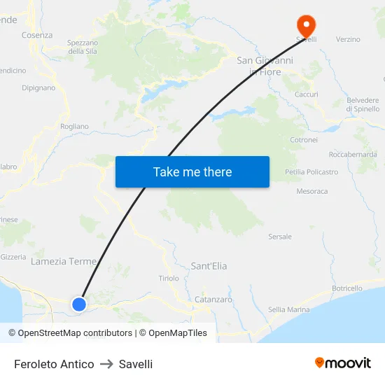 Feroleto Antico to Savelli map