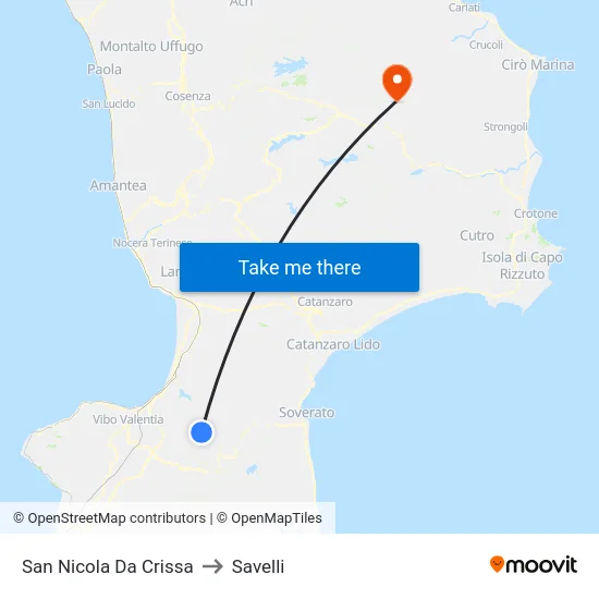 San Nicola Da Crissa to Savelli map