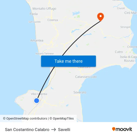 San Costantino Calabro to Savelli map