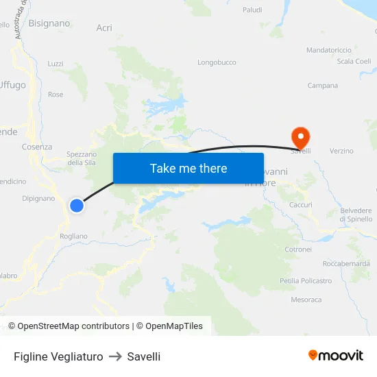 Figline Vegliaturo to Savelli map