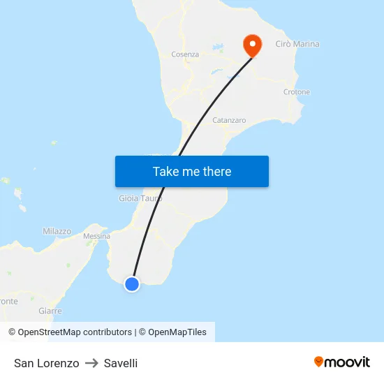 San Lorenzo to Savelli map