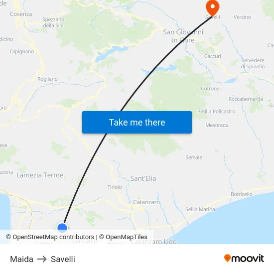 Maida to Savelli map