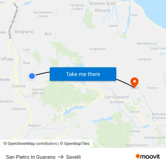 San Pietro In Guarano to Savelli map