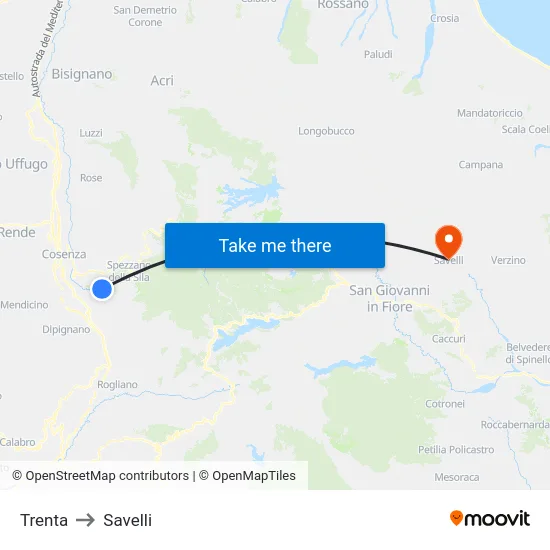 Trenta to Savelli map