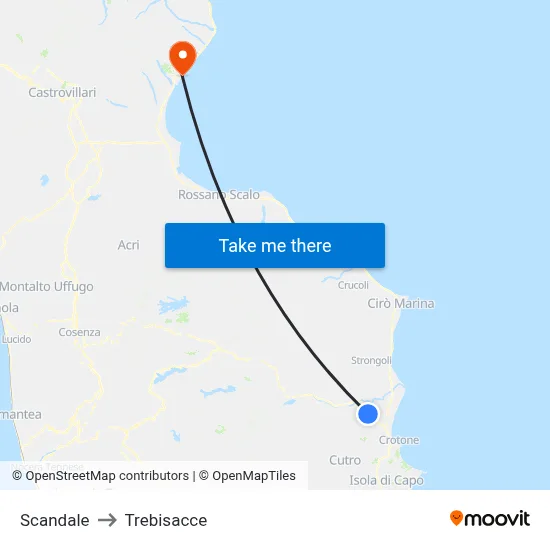 Scandale to Trebisacce map