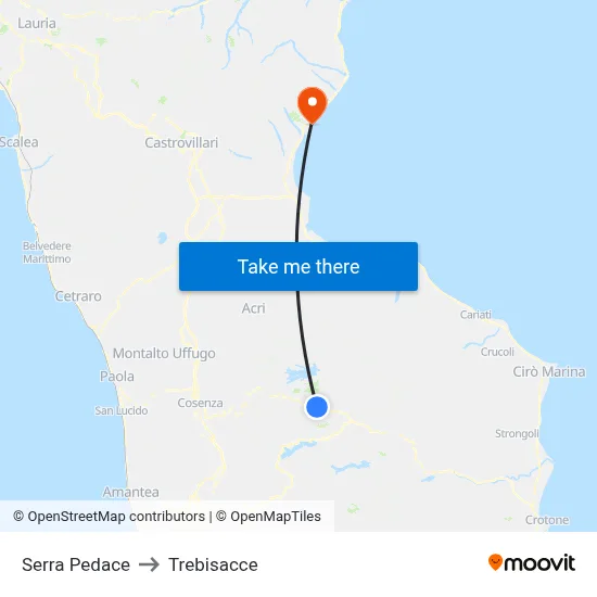 Serra Pedace to Trebisacce map
