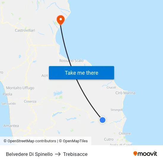 Belvedere di Spinello to Trebisacce map