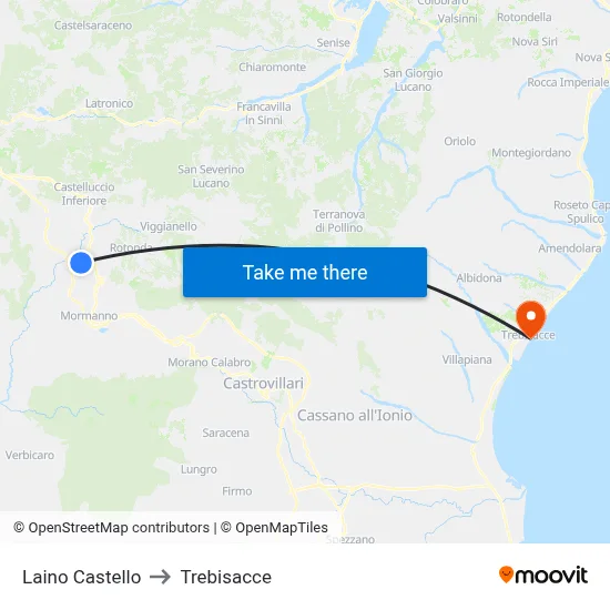Laino Castello to Trebisacce map