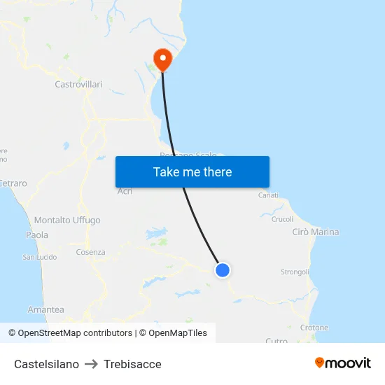 Castelsilano to Trebisacce map