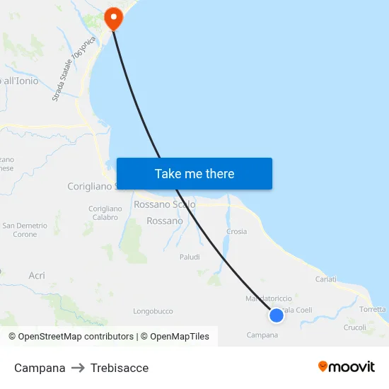 Bell to Trebisacce map