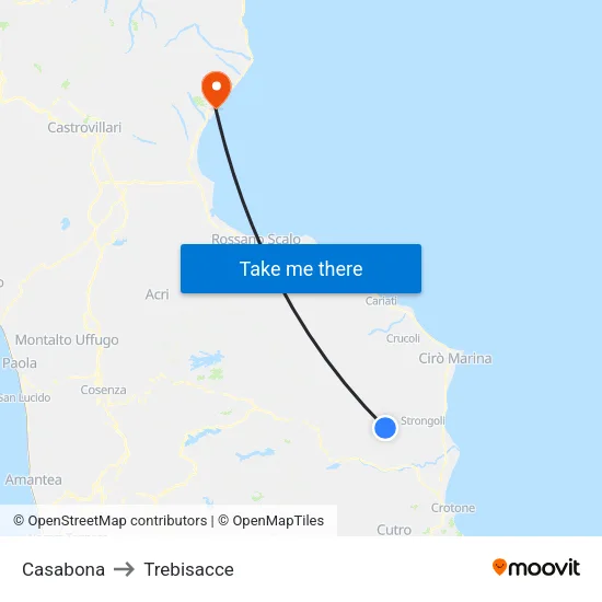 Casabona to Trebisacce map
