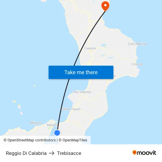 Reggio Di Calabria to Trebisacce map