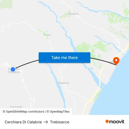 Cerchiara Di Calabria to Trebisacce map