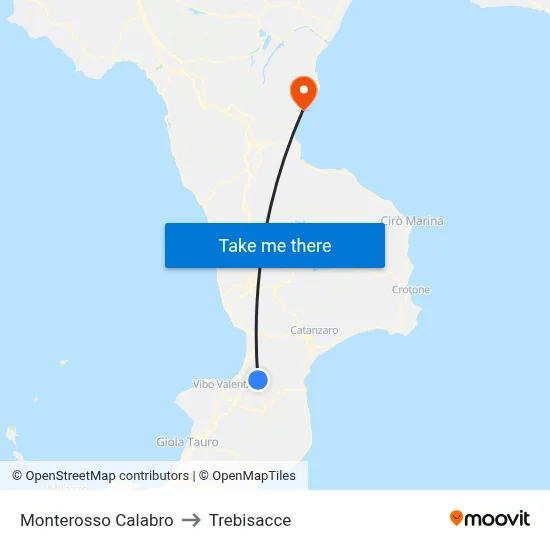 Monterosso Calabro to Trebisacce map