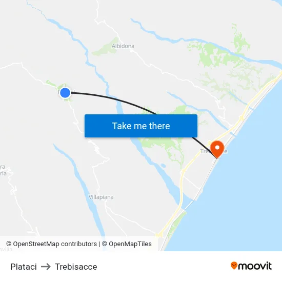 Plataci to Trebisacce map