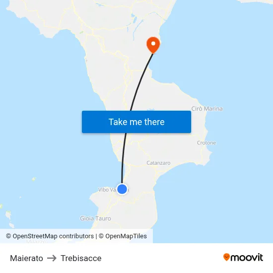 Maierato to Trebisacce map